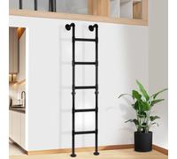 5.6FT/170CM Bunk Bed Ladder, Wall-to-Floor Window Well Egress Climbing Ladder, Wrought Iron 150kg Capacity, 5-Rung, Indoor Outdoor for Basements, Attics, Lofts, Dorms & Home