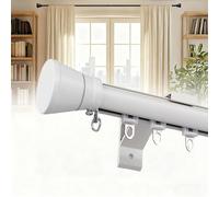 5.6ft WallMounted Single Track Curtain Rod System Silent Sliding Rail with Rollers for Room Divider & Privacy in Living Room/Bedroom (White)