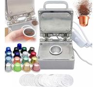 5-6g Manual Intelligent Coffee Sealer, W/100pcs Aluminum Cups & Foils, Coffee Aluminum Foil Capping Machine, Coffee Capsules Sealing Machine, with Stainless Steel Tamper, for Coffee Shops, Teahouse