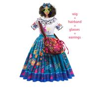(5-6T(Tag 130), Mirabel 5pcs set) Encanto Costume Frozen Anna Elsa Princess Dress Girls Charm Isabela Mirabel Party Gown Kids Halloween Cosplay Clothes