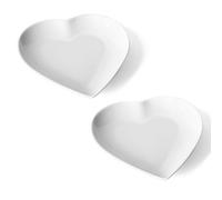 5.7" Heart Shaped Plates, Ceramic Salad Dessert Snack Plates Cake Waffles Dish Fruit Food Dinnerware Serving for Dinner, Party, Valentine's Day, Birthdays, Bridal Showers, Baby Showers, 2pcs, White