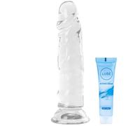 5.7 inch Small Realistic Beginner Anal Silicone Dildo Classic Dildos for Women Sex Toy with Strong Suction Cup Adult Sex Toys Blowjob Dildos for Men Couples Gay Play (Transparent)