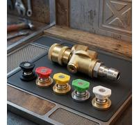 5/7 Position Pivoting Coupler for Pressure Washer Systems Featuring Brass Body Stainless Steel 304 Pull Pin and 5 Interchangeable Nozzles (A)