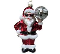5.7" Retro Party Santa “I Just Do It for The Hos” Glass Blown Christmas Ornament, Holiday Decoration with Disco Ball & Sunglasses