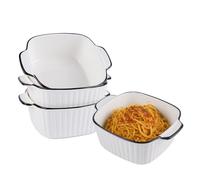 5.7" Small Baking Dishes 13Oz Ceramic Square Bakeware with Handles for Lasagna Casserole Tapas Individual Pie Air Fryer Pie Dish Oven Safe & Microwave Safe,Set of 4