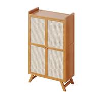 5/7-Tier Bamboo Shoe Storage Cabinet, Freestanding Shoe Cupboard Shoes Rack Organiser with 2 Doors, Adjustable and Removable Divider, for Entryway Hallway Doorway
