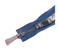 5# 70cm Double Sliders Auto Lock Metal Zipper(Blue)