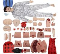 5.74ft Nursing Manikin Patient Care Mannequin with 55PCS Trauma Manikin for First Aid Trauma Care Training Full Body CPR Manikin
