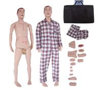 5.7Ft Life-Size Patient Care Manikin Nursing Model Versatile Geriatric Training Manikin 2-in-1 Patient Care Skills Manikin with Interchangeable Genitals Trauma Modules