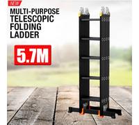 5.7M ALUMINUM FOLDING LADDER SCAFFOLD EXTENDABLE LADDER MULTI-PURPOSE