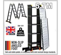 5.7M Multi Purpose Aluminium Folding Step Ladder W/2 Scaffold Platform