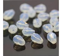 5 * 7mm 340pcs Teardrop Crystal Beads Colorful Glass Beads for Jewelry Beading Supplies Handmade Crafts DIY Beading, Bracelets, Necklaces, Earrings Jewelry (Milky White)