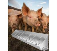5 8 10 Chamber Hog Feeders for Outside Heavy Duty, Low Height Pig Trough for Watering Equipment, Metal Feeder Pan for Livestock Cattle Horse(L 150CM/59"/5ft)