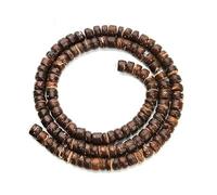 5/8/10mm Oblate Natural Wood Beads for Jewelry Making Flat Round Wooden Space Prayer Beads Tire Ball String Necklace Bracelet-Dark Brown-10mm 110Pcs