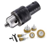 5/8"-11 Thread Angle Grinder Conversion Kit,with 6PCS Wire Brush,1/16''-3/8'' Metal Drill Chuck,Angle Grinder Drill Chuck Adapter Compatible With Round Shank And 1/4 Hex Shank