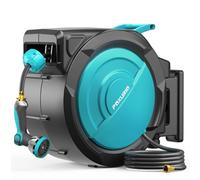 5/8" 75FT Retractable Garden Hose Reel - Heavy Duty Automatic Wall Mounted Hose Reel with 2026 Upgraded UV Resistant, 3/4" Brass Fitting, 10 Pattern Nozzle, 180° Swivel&Any Length Lock Slow Retraction
