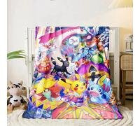 (5, 80x120cm(31x47 in)) Pokemon Blanket Cute Cartoon HD Flannel Fluffy Throw Camping Blankets for Children Sofa Throw Thin Blanket Modern Fashion Gift