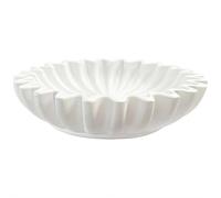 5.85" Resin Ruffle Decorative Bowl - Modern Handcrafted Fluted Fruit & Key Bowl for Home Decor | Stylish Centerpiece for Entry Table, Kitchen Counter & Bookshelf, Stone-Look Finish (White)