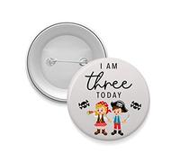 5.8cm Birthday Badge - Age 1-9 Pirate Birthday Badge For Son Daughter Granddaughter Grandson - Children’s Birthday Badge (Three today)