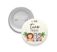 5.8cm Birthday Badge - Age 1-9 Safari Animals Birthday Badge For Son Daughter Granddaughter Grandson - Children’s Birthday Badge (One Today)