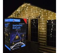 5.8m (240 LED) Premier Outdoor LED Icicle Christmas TIMER Lights - Warm White