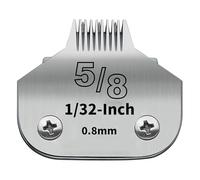 5/8N Detachable Dog Grooming Clipper Blade - Silver Stainless Steel - Compatible with Andis, Oster A5, Wahl KM10, Moser, Heiniger - 1/32" (0.8mm) Cut Length