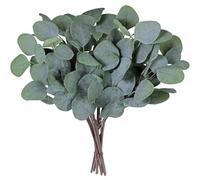 5/ 8Pack Fake Plants Silk/ Plastic Eucalyptus Branch - Outdoor Faux Plants, 11.8 Inch Fake Greenery Realistic Artificial Plant that Look Real for Bathroom Home Decor Classroom Decorations(5pack)