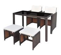 5/9/11/13x Outdoor Dining Set with Cushions Poly Rattan Brown/Black vidaXL