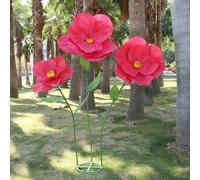 5.9 Ft Large Paper Artificial Flowers,Giant Flowers for Decoration,Standing Huge Handcrafted Poppy Flowers for Garden,Hotel,Office,Photography Props,Wedding,Art Gallery,Shop Window Display(B-Red)