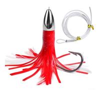 5.9 Inch Trolling Skirt Lure with Rigged 6/0 Hook, Zinc Alloy Head Tuna, Mahi Mahi, Marlin, Offshore Big Game Fishing Lures, 15cm 14g (A)
