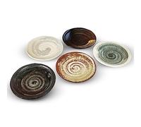 5.9 inches Serving Plates Set of 5, Rough Cut Shape Pottery, Dishwasher and microwave safe ,Japanese Traditional Style and Color, Dessert plates, Appetizer Plates, Salad Plates (Appetizer Plate)