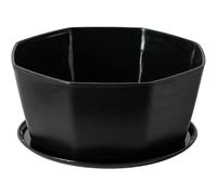 5.9" Succulent Pots,Ceramic Succulent Planter Pots with Drainage Hole,Shallow Plant Pot, Flower Pot for Indoor Plants Round Shallow Bonsai Pot with Bamboo Tray, Black Shallow Planter 8 Inch Plant Pot