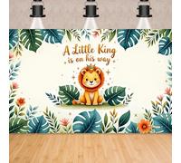 5.9 X 3.6ft A Little King is On His Way Baby Shower Banner Little King Baby Shower Decorations Backdrop for Jungle Safari Theme Nursery Room Kids Birthday Party Decorations Supplies Decor Photo Shoot