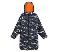 Regatta Kids Camouflage Waterproof Changing Robe - Black/Persimmon - 5-9 Years - Black/Persimmon