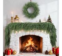 5.9FT 2Pcs Cedar Christmas Garland for Mantle，Real Touch Winter Garland for Christmas Home Decoration Indoor Stairs Railing Fireplace Outdoor, Artificial thick Christmas Pine Garland
