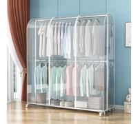 5.9ft/6.5ft Clothes Rail Dust Cover, Extra Tall Commercial Double Rod Garment Hanger Cover, Clothes Rack Protector for Coats Suits (100 * 50 * 180cm,Transparent)