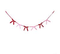 5.9ft Christmas Garland for Fireplace Mantle(Red+pink) | Plush velvet bows, 5.9ft length, elegant for two-tone color, reusable design, tree fireplace decor