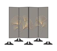 5.9ft High Privacy Screen Indoor Room Divider, Commercial Home Room Partition Wall Fence 4-Panel Folding, for Teahouse/Porch/Garage, Aluminum Outer Frame, Wooden Inn(Black Frame-4 Panels-180cm Wide