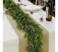 5.9Ft Realistic Christmas Garland Real Touch Artificial Pine Cedar Faux Greenery Cypress Garlands for Mantle Wall Table Runner Centerpiece Stairs Fireplace Indoor Outdoor Xmas Home Decor (A, 1.8m)