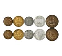 5 Allied Powers Coins from WWII - Authentic World War II Era Coin Set - Canada, Soviet Union, United States, Free France, United Kingdom - 1939-1945