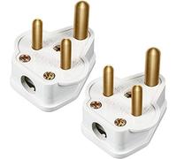 5 Amp Round Pin Plugs Mains Plug 3 Pin Lighting Plugs for Stage Lighting Lamp (2, White)