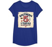 5 and Full of Southern Charm USA Birthday Gift T-Shirt, Girls, Royal Blue, Large