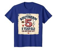 5 and Full of Southern Charm USA Birthday Gift T-Shirt, Kids, Royal Blue, 2 Years