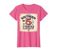 5 and Full of Southern Charm USA Birthday Gift T-Shirt, Women, Pink Heather, L