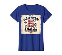 5 and Full of Southern Charm USA Birthday Gift T-Shirt, Women, Royal Blue, M