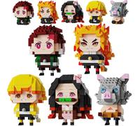 5 Anime Kill Demon-Themed Figures Building Set, 2IN1 Sitting&Standing Models Cute Popular Characters Slayer Micro Brick Head, Japanese Manga Merch Toy Decor Valentine's Day Gift for Fans(1140 Pcs)
