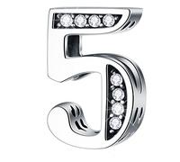 5 Anniversary Charms fits Pandora Charm Bracelet, 925 Sterling Silver 5th Birthday Beads with CZ Birthstones, Number 5 Years Old Gifts for Boy/Girl or Her/Him