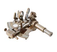 5" Antique Nautical Brass Navigation Sextant with Compass Hardwood Box Astrolabe Marine Sextant Ship's Instruments Sailor Sextant Navy Gift Decor