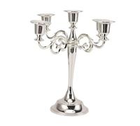5 Arm Candlestick Holder Elegant Retro Metal Candle Holder Centerpiece for Home Church Iron Material Golden Arms 11PCS (Silver)