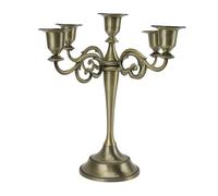 5 Arm Candlestick Holder Iron Retro Decorative Candle Holder Centerpiece for Home Church (Bronze)